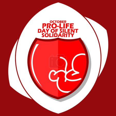 Photo for A red shield and an illustration of a baby in the womb, with bold text on a red background to commemorate Pro-Life Day of Silent Solidarity on October - Royalty Free Image