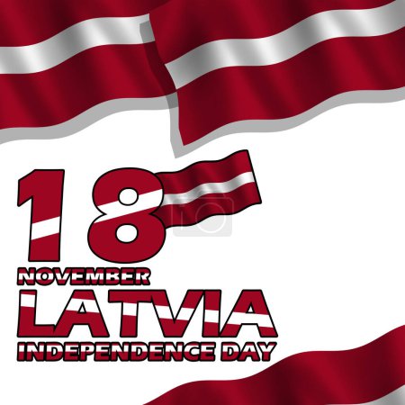 Photo for Waving flags of Latvia with number and bold text on white background to commemorate Latvia Independence Day on November 18 - Royalty Free Image