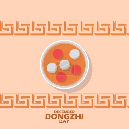 Illustration for Traditional Chinese food in the form of colorful sticky rice balls called Tang Yuan as a symbol of family gathering on light brown background to celebrate Dongzhi Day or Chinese winter solstice - Royalty Free Image
