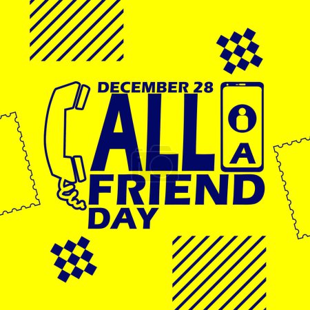 Photo for National Call a Friend Day event banner. A classic telephone receiver, digital smartphone and bold text on yellow background to celebrate on December 28 - Royalty Free Image