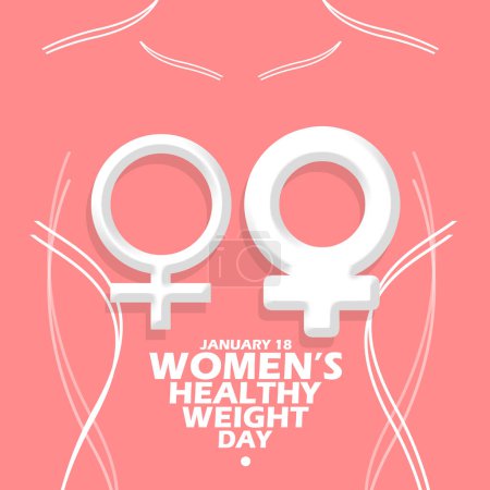 Photo for Women's Healthy Weight Day event banner. Thin and fat woman symbols with wavy lines and bold text on pink background to commemorate on January 18th - Royalty Free Image