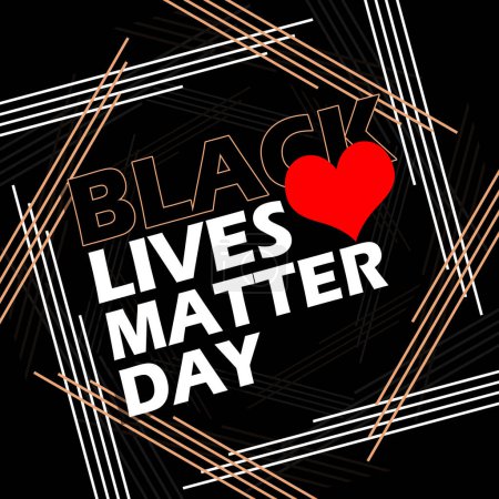 Ilustración de Black Lives Matter Day banner del evento. Texto audaz con un corazón rojo sobre fondo negro para conmemorar el 26 de febrero - Imagen libre de derechos