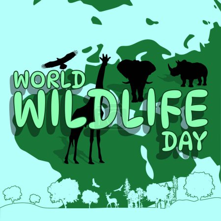 World Wildlife Day event banner. Bold text with animals and earth on light blue background to celebrate on March 3