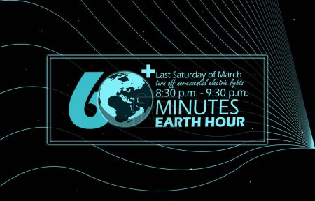 Earth Hour-Veranstaltungsbanner. Eine Erde mit fettem Text im Rahmen auf Weltraumhintergrund zum Feiern am 3. März
