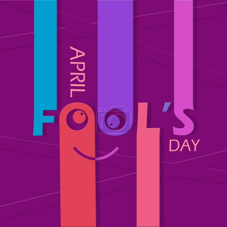 Illustration for April Fools' Day event banner. Hard paper bold text on purple background to celebrate on April 1st - Royalty Free Image