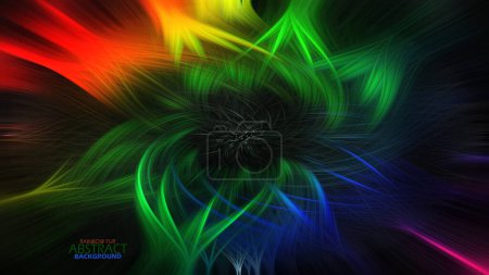 Photo for Rainbow fur forms blooming flowers abstract background on dark background. Suitable for wallpaper - Royalty Free Image