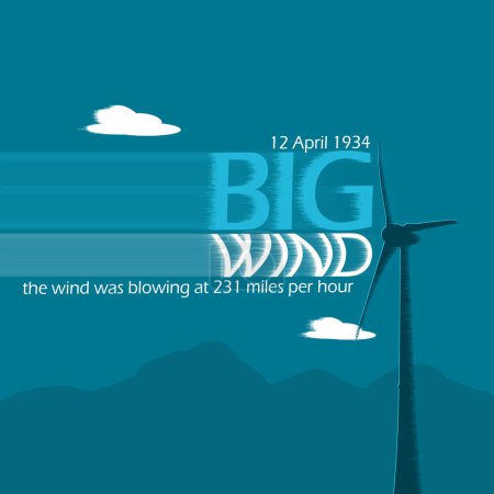 Veranstaltungs-Banner für den Big Wind Day. Eine riesige Fächerturbine mit fettem Text weht lautstark auf dunkeltürkisfarbenem Hintergrund zur Feier des 12. April