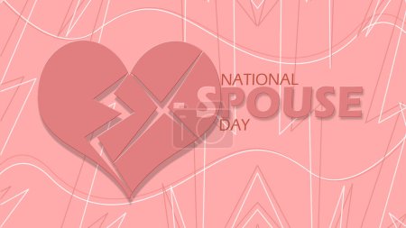 Illustration for National Ex-Spouse Day event banner. A broken heart with bold text on pink background to celebrate on April 14th - Royalty Free Image