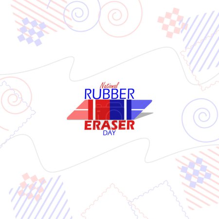 National Rubber Eraser Day event banner. An eraser with bold text and elements on white background to celebrate on April 15th