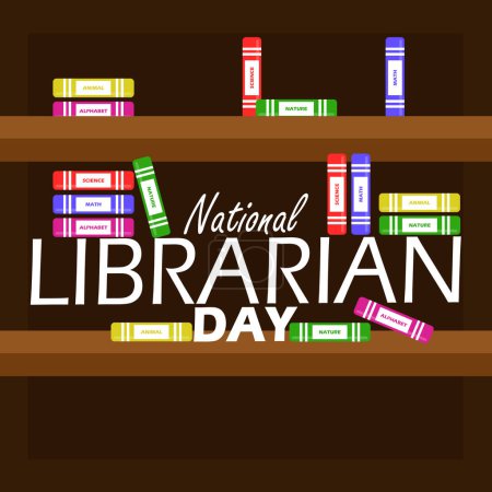 Veranstaltungsbanner zum Nationaltag der Bibliotheken. Ein Bücherregal in der Bibliothek mit Büchern und fettem Text zur Feier am 16. April