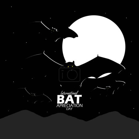International Bat Appreciation Day event banner. Several bats flying during the full moon to celebrate on April 17th