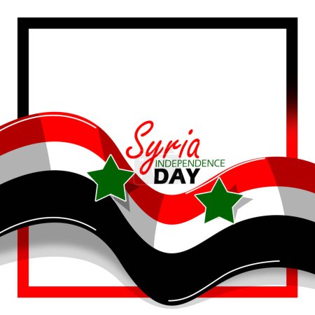 Syria Independence Day event banner. The Syrian flag flying and frame on white background to commemorate April 17th