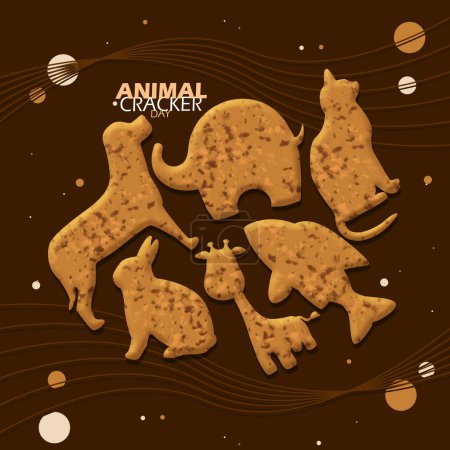 Veranstaltungs-Banner zum Nationalen Tag der Tierquäler. Ein paar tierförmige Kekse auf dunkelbraunem Grund zum Feiern am 18. April