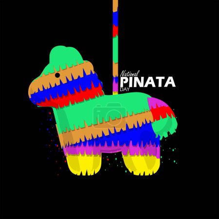 National Piata Day event banner. Pinata hanging on black background to celebrate on April 18th
