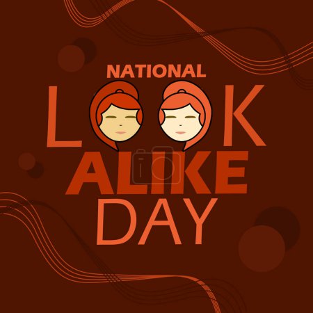 Veranstaltungsbanner zum Nationalfeiertag Look-Alike Day. Kühner Text mit zwei ähnlichen Frauengesichtern auf dunkelrotem Hintergrund zur Feier am 20. April