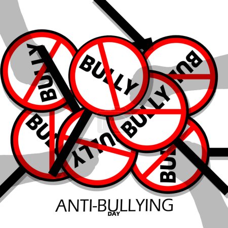 Banner del evento Anti-Bullying Day. Varios polos anti-bullying sobre un fondo blanco para conmemorar el 4 de mayo