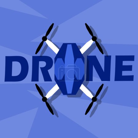 Journée internationale des drones bannière de l'événement. Un drone avec un texte audacieux sur fond bleu pour célébrer le 4 mai