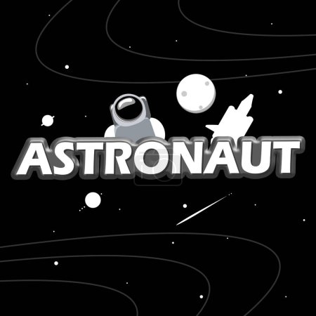 National Astronaut Day event banner. Bold text with an astronaut,planets, spaceship and stars on black background to celebrate on May 5th
