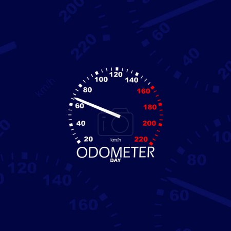 National Odometer Day event banner. A speed meter on dark blue background to celebrate on May 12th