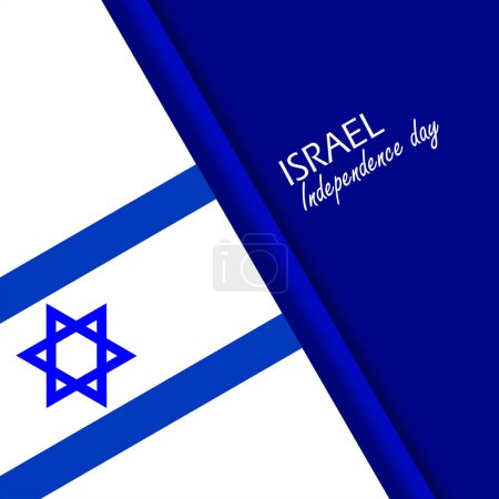 Banner del Día de la Independencia de Israel. Bandera israelí sobre fondo azul oscuro para celebrar en mayo