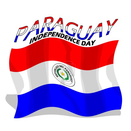 Paraguay Independence Day event banner. Paraguayan flag flying on white background to celebrate on May 14th