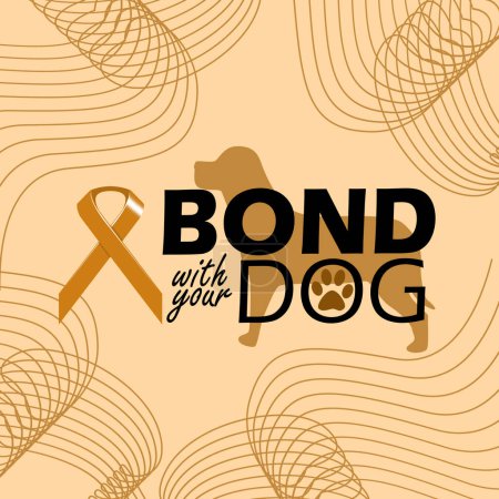 Binden Sie sich an Ihr Event-Banner zum Tag des Hundes. Eine Schleife mit Hund und fettem Text auf hellbraunem Hintergrund zur Feier am 14. Mai