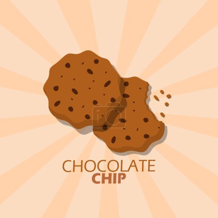 Bannière de l'événement National Chocolate Chip Day. Deux biscuits au chocolat sur fond brun clair pour célébrer le 15 mai