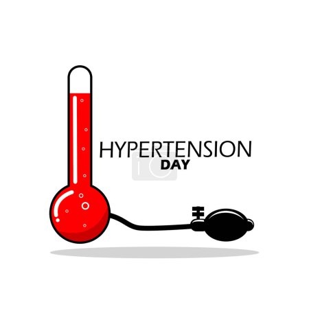 Illustration for World Hypertension Day event banner. A blood pressure indicator tube with a pump on white background to celebrate on May 17th - Royalty Free Image