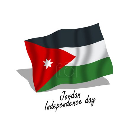 Veranstaltungsbanner zum jordanischen Unabhängigkeitstag. Jordanische Flagge weht am 25. Mai auf weißem Hintergrund