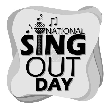 Veranstaltungs-Banner zum Nationalen Sing-Out-Tag. Fettgedruckter Text mit Mikrofonsymbol und Noten auf weißem Hintergrund zur Feier des 25. Mai