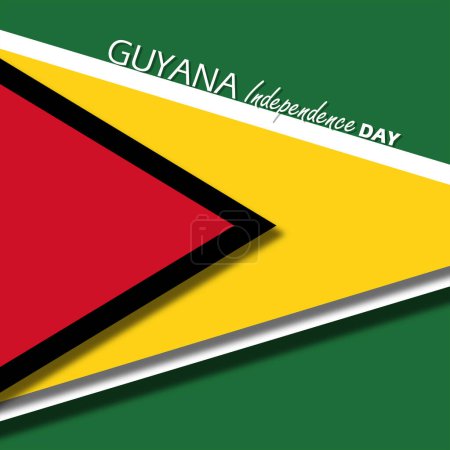 Veranstaltungsbanner zum Unabhängigkeitstag von Guyana. Guyana-Flagge mit fettem Text zum Feiern am 26. Mai