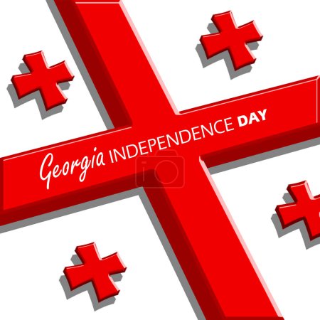 Georgia Independence Day event banner. Georgian flag in embossed style on white background to celebrate on May 26th