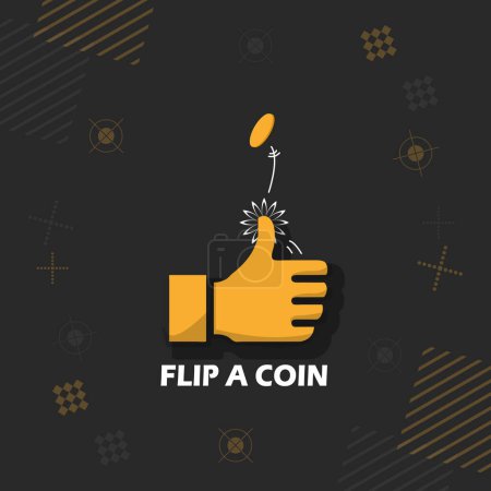Flip A Coin Day event banner. Geste einer Hand, die am 1. Juni eine Münze auf schwarzem Hintergrund umdreht