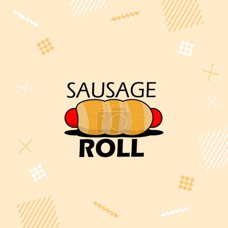 Banner del evento Salchicha Roll Day. Un rollo de salchichas con texto en negrita sobre fondo marrón claro para celebrar el 5 de junio