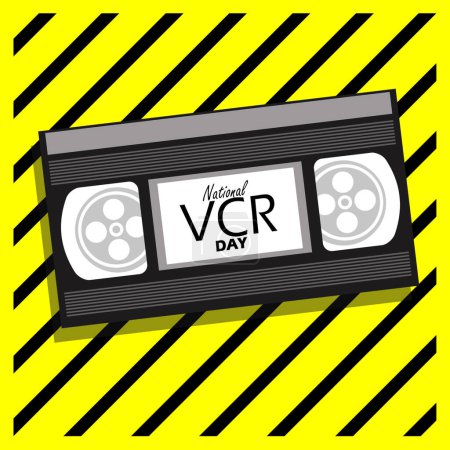National VCR Day event banner. A classic video tape on yellow background to celebrate on June 7th
