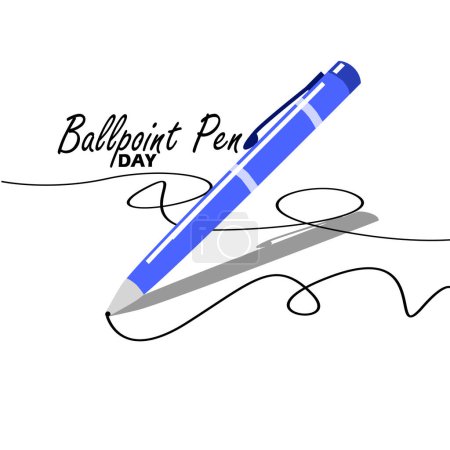 Bannière de la Journée nationale des stylo bille. Un ballpoint gribouille sur fond blanc pour célébrer le 10 juin