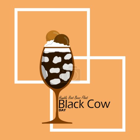 Bannière de la Journée nationale de la vache noire. Un verre de crème au chocolat avec garniture de crème glacée au chocolat sur fond brun pour célébrer le 10 juin