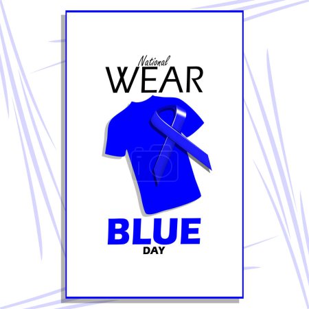 Wear BLUE Day event banner. A blue shirt with a blue campaign ribbon in frame on white background to celebrate on June 18th