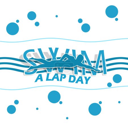 Swim a Lap Day event banner. Illustration of someone swimming on white background to celebrate on June 24th