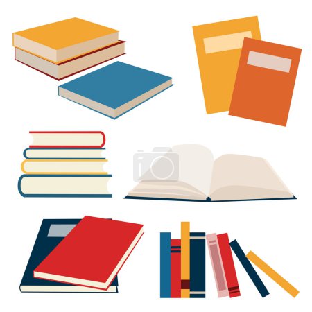 Illustration for Set of books isolated on white background. vector illustration. flat cartoon - Royalty Free Image