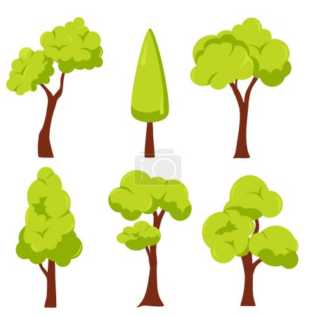 Illustration for Set of trees cartoon vector illustration. - Royalty Free Image