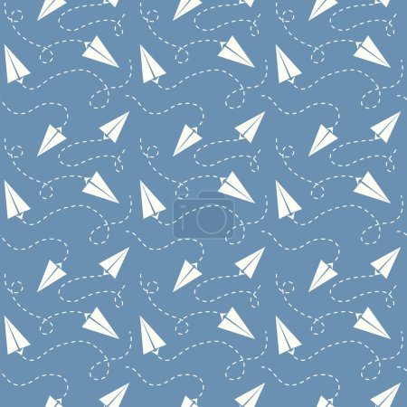 Illustration for Seamless pattern with hand drawn paper planes - Royalty Free Image