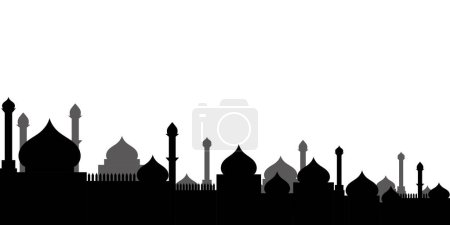 Téléchargez les illustrations : Silhouettes de mosquée avec fond blanc. illustration vectorielle. - en licence libre de droit