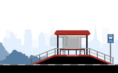 Ilustración de Parada de autobús en el vector de la ciudad - Imagen libre de derechos