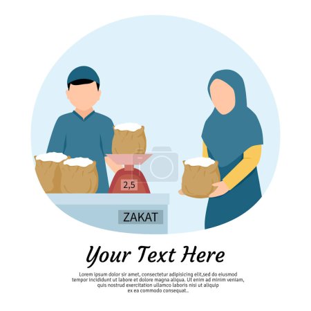 Ilustración de Hombre musulmán y mujer musulmana en ropa tradicional, concepto de celebración eid mubarak, ilustración vectorial - Imagen libre de derechos