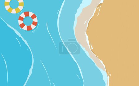 Téléchargez les illustrations : Illustration vectorielle plage et vagues de mer - en licence libre de droit