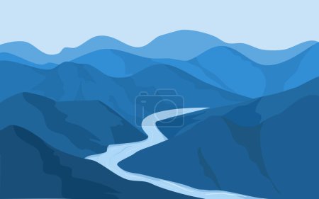 Illustration for Mountain river and blue sky. vector illustration - Royalty Free Image