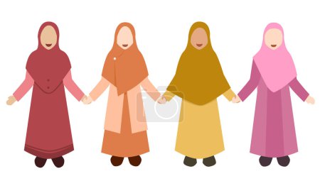 Ilustración de Mujeres musulmanas. estilo de dibujos animados. vector - Imagen libre de derechos