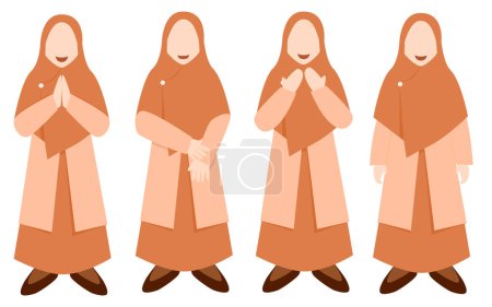Téléchargez les illustrations : Illustration vectorielle de la femme musulmane priant - en licence libre de droit