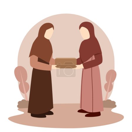 Illustration for Vector illustration of muslim women together - Royalty Free Image